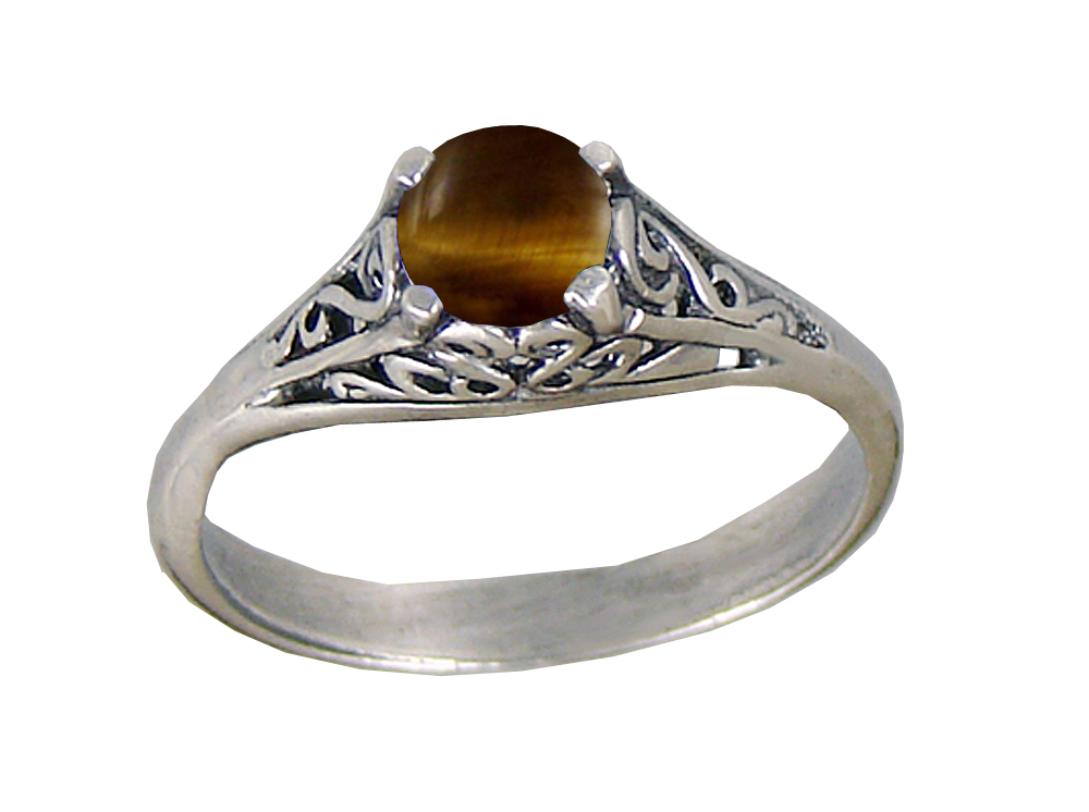 Sterling Silver Filigree Ring With Tiger Eye Size 9 Sterling Silver Filigree Ring With Tiger Eye Size 9